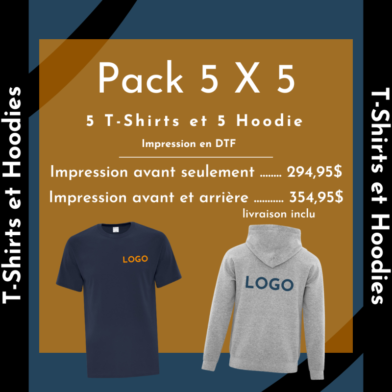 Ensemble de 5 t-shirts et 5 hoodies